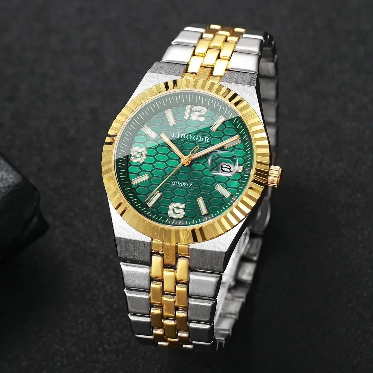 

Luxury Men's Calendar Quartz Watch Arabic Dial Stainless Steel Strap Men Business Watches Reloj Hombre (Without Box)