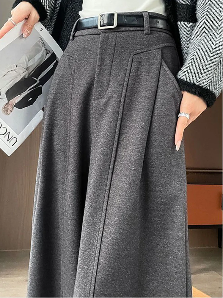 سراويل مستقيمة فضفاضة على الموضة الكورية للسيدات غير رسمية عالية الخصر مخملية مبطنة بأرجل واسعة سراويل شتوية دافئة متينة وسميكة Spodnie #4