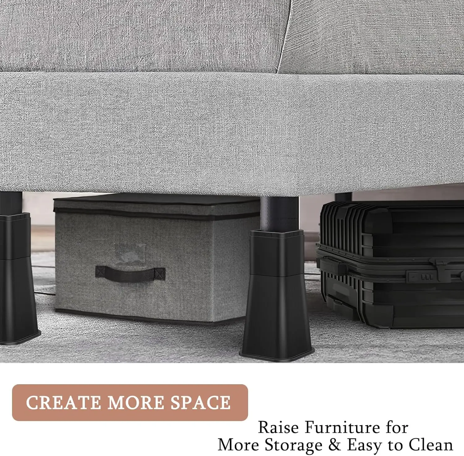 Bed Risers 12 Inch Heavy Duty, Furniture Risers Lifts 12 8 4 for Table, Desk Leg, Sofa, Couch, Adjustable Bed Frame Ri