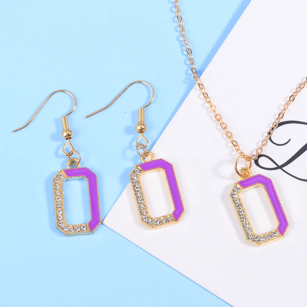 Peixin 3Pcs Trend Black Square Rhinestone Earrings Necklace jewelry set Fashion Crystal Geometry Female Pendant Earrings Jewelry image 5
