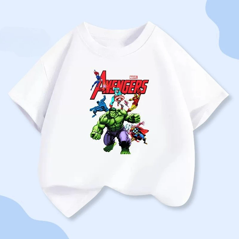 

Boys' Summer Short Sleeve T-Shirt, Spider-Man Iron Man Hulk Graphic Tee for Kids Casual Versatile Daily Wear
