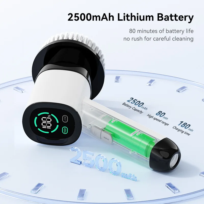 แปรงทำความสะอาดไฟฟ้าอเนกประสงค์สำหรับทำความสะอาดแบบชาร์จไฟได้ด้ามยาวห้องน้ำกระจกห้องครัวระเบียงทำความสะอาดรถยนต์