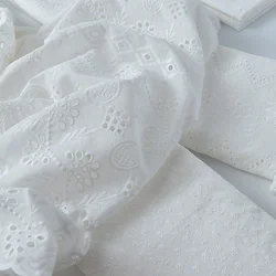 New Pure- Cotton Cloth Hollow out Full Embroidery Lace Fabric Handmade DIY Clothes Accessories Width 140cm*50cm