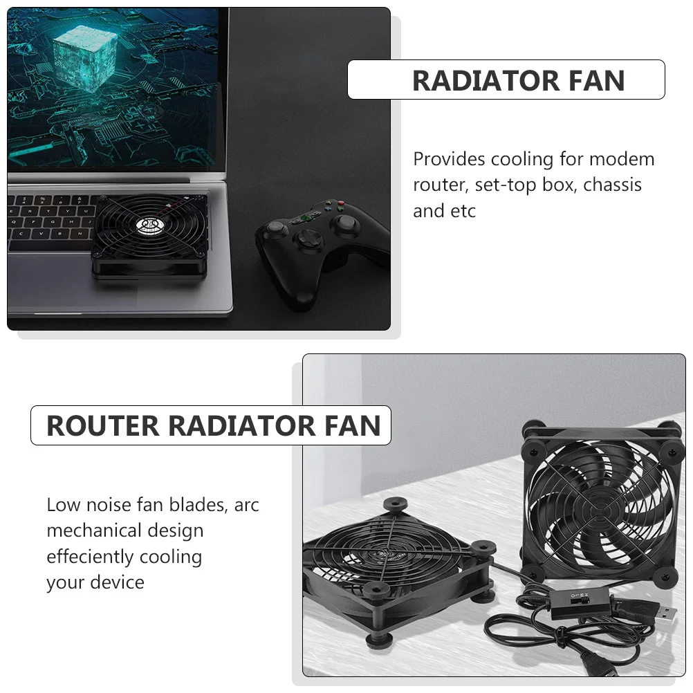 

2 USB Cooling Fans 12cm Mute Router Radiator Fan Set-Top Box Radiator Cooler High Saving USB Cooling Fan