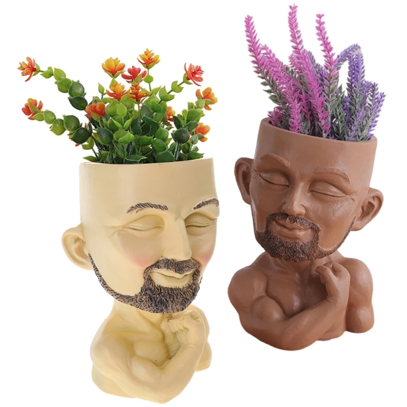 Resin Muscle Man Flower Pots Container for Garden Decoration Ornament