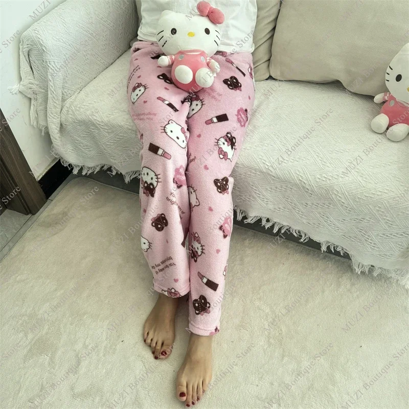 Sanrio Hello Kitty Pajama Pants Cartoon Soft Fabric Warm Cute Girls Trousers Fashion Women Home Pants Christmas Gifts