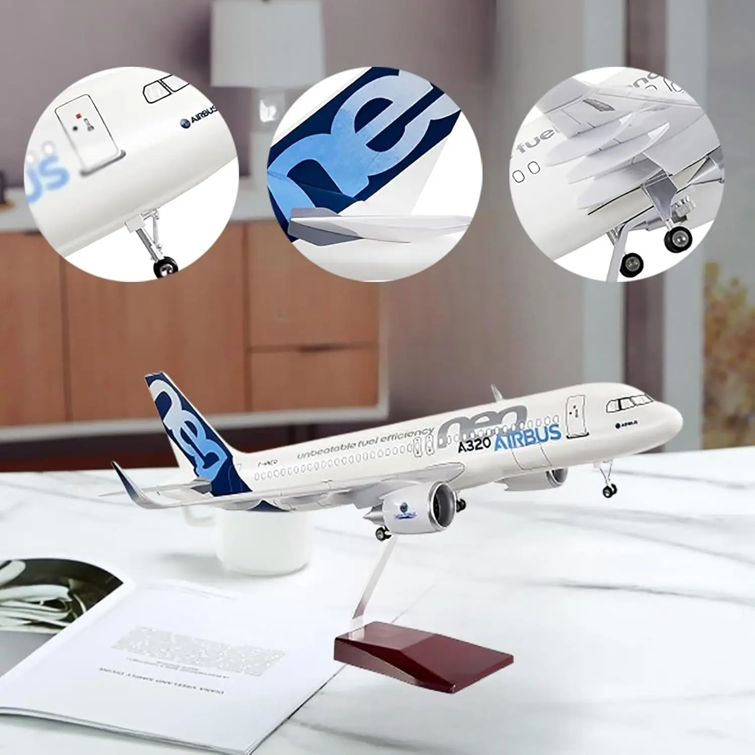 

47cm A320 Plane Prototype Airline 1:80 Scale Aircraft With LED Light And Base Resin Diecast Model Simulation Airplane Collection