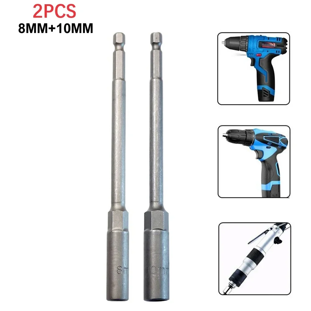 2PC 150mm Hexagon Nut Driver Drill Bit Adapter Socket Wrench Extension Sleeve Hex Socket Nut Driver Set Socket Adapter