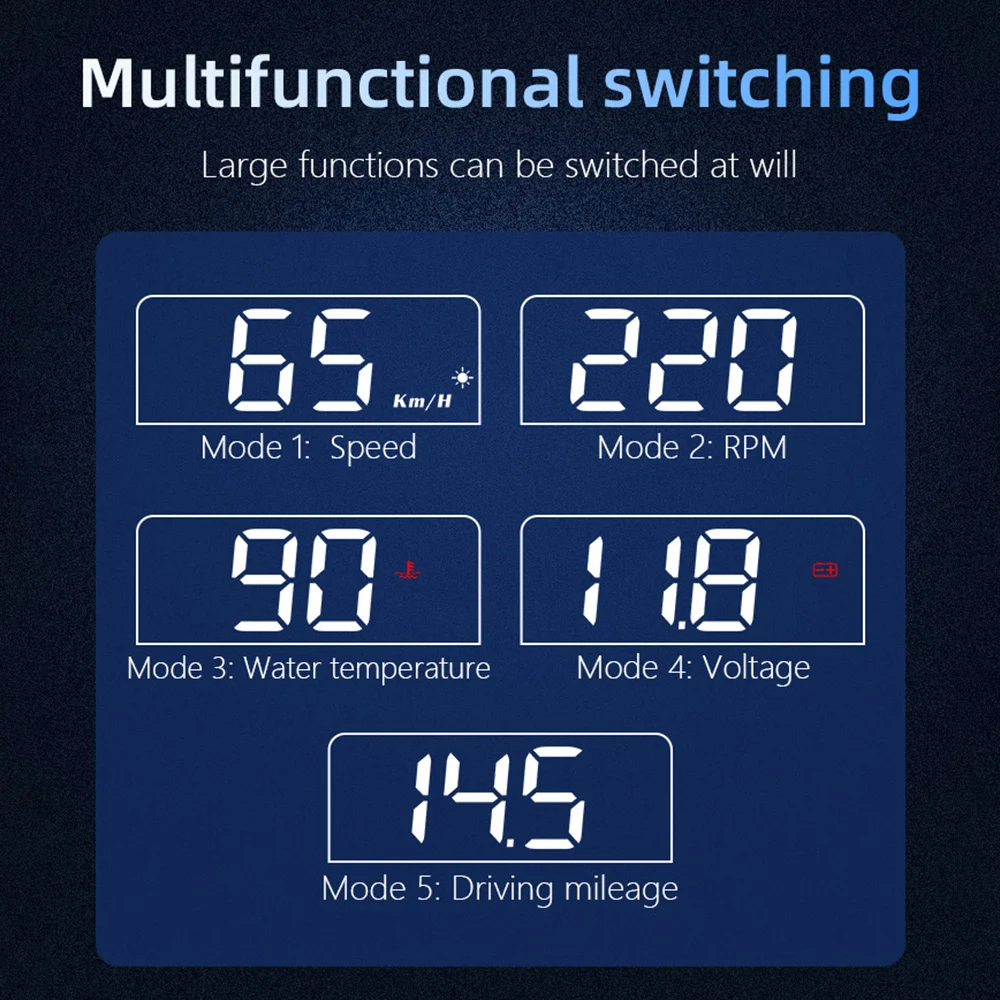 Overspeed Warning System Projector Windshield Auto Electronic Voltage Alarm RPM C100-HUD OBD2 II EUOBD Car HUD Head Up Display