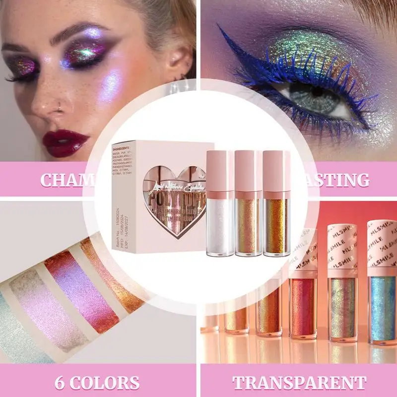 ظلال عيون شاميليون سائل ، ظلال عيون متعددة الكروم 3X ، طويلة الأمد ، صبغة عالية ، مكياج لامع لحفلة الهالوان