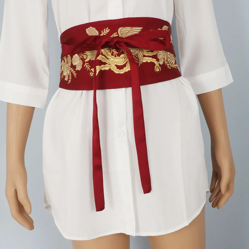 Japanese Retro Kimono Belt Women Wide Corset Cummerbunds Yukata Ethnic Style Dress Belt Bathrobe Streetwear Haori Men Obi