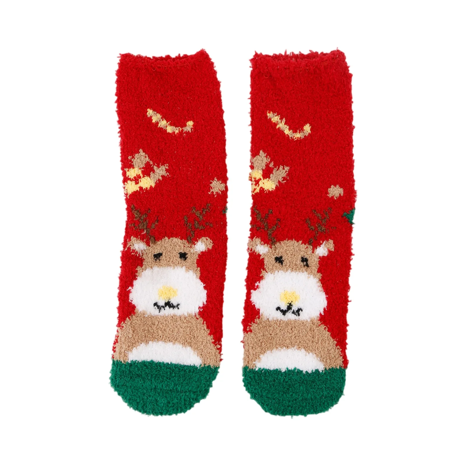 Senhoras meias de natal coral veludo meias dos desenhos animados elk meio veludo meias sono chão inverno mais quente engraçado bonito dos desenhos animados