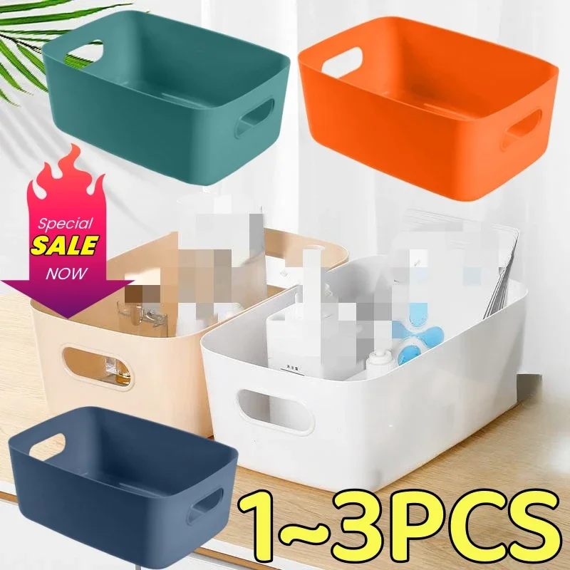 New 20/25/30cm Desktop Storage Box Dormitory Sundries Plastic Cosmetic Storage Box Bathroom Kitchen Sorting Storage Basket Bins