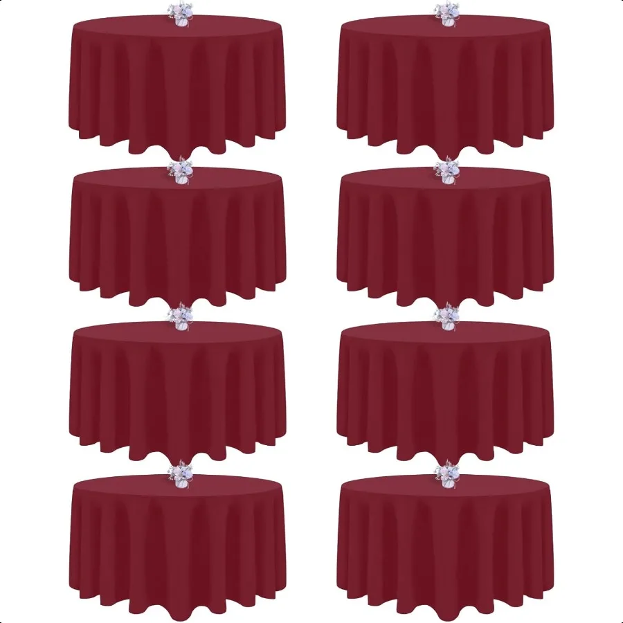 

8 Pack Bury Round Tablecloth 90 Inch Round Table Cloth Wrinkle Resistant and Washable Polyester Fabric Table Cloth Round Table
