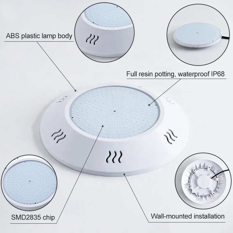 ชุดชั้นในบางเบาไฟ LED ติดสระว่ายน้ำแบบไร้สาย Ip68สระว่ายน้ำชุดชั้นในบางเบาติดพื้นผิวทำจากเรซิน