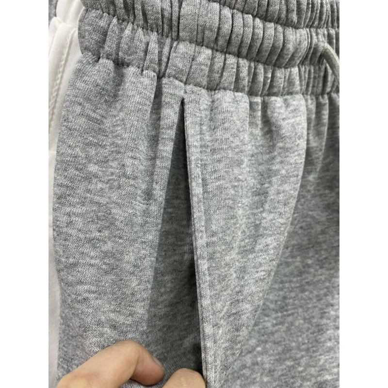 Simple Casual High Waist Side Slit Short Pants Women's Summer 2025 Loose Slim Wide Leg Sports Drawstring Trousers