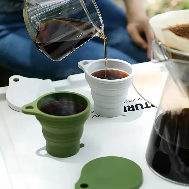 1-20Sets 180ML Folding Cup Mini Retractable Cup Silicone Portable Teacup Outdoor Travel Coffee Telescopic Drinking Mug with Lid view 2