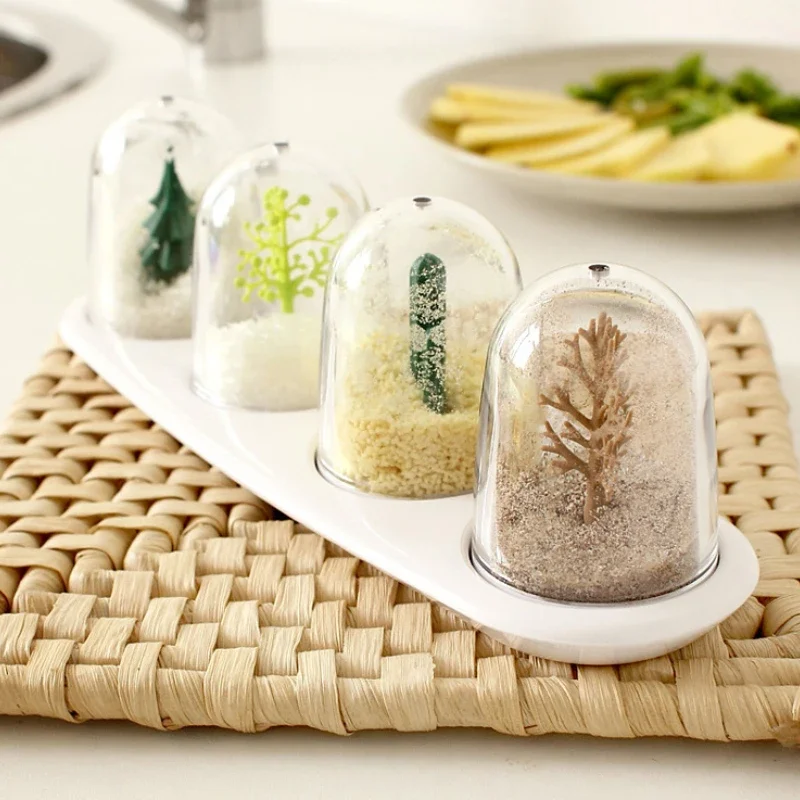 Creative Cute Spice Jar Kawaii Animal Forest View Spice Bottle Pepper Sugar Salt Shaker Kitchen Dining Table Seasoning Organizer