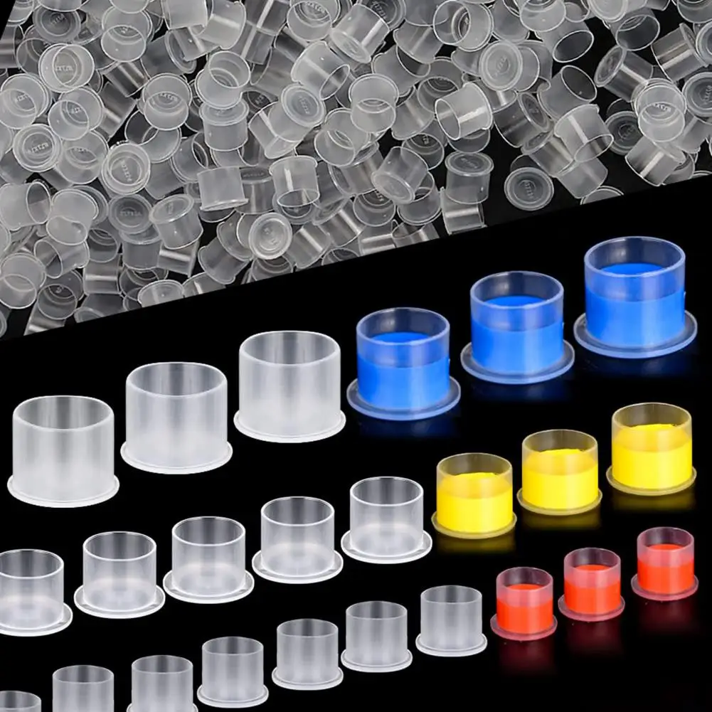 

500 Pcs Disposable Tattoo Ink Cups Plastic Tattoo Ink Holder Small Tattoo Ink Cup With Ring Base For Nail Artists Studios