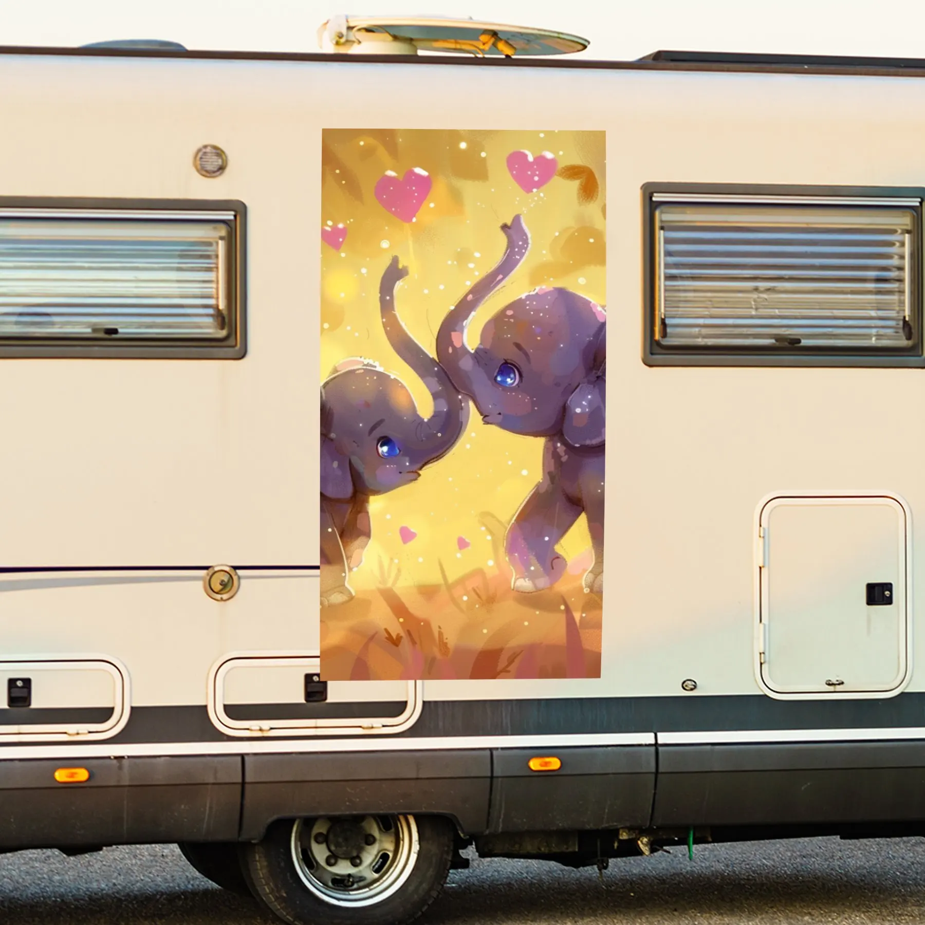 

Милые слоны, любовь, интерактивная наклейка ArtCar, виниловая наклейка на сторону дома на моторику, водонепроницаемая самоклеящаяся виниловая наклейка