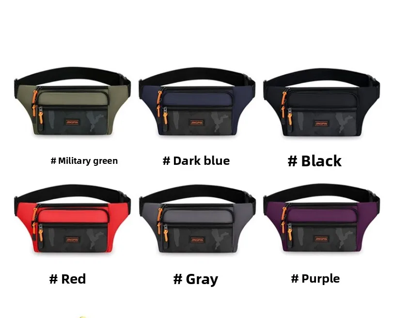 

Men's waist bag multi-layer mobile phone storage fashion leisure large capacity anti splashing cash register change