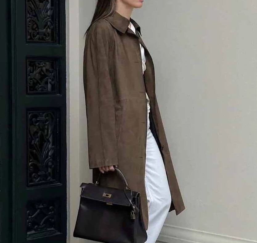 

2025 Leatherette Casual Versatile Retro Brown Long-sleeved Work Jacket in A Vintage Style