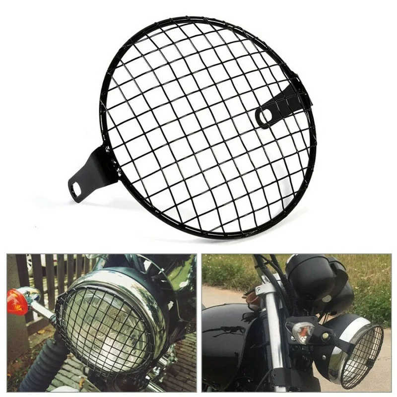 

6.5" Universal Motorcycle Vintage Headlight Cover Protector Retro Grill Light Cover Protective Guard For Harley Ducati Chopper