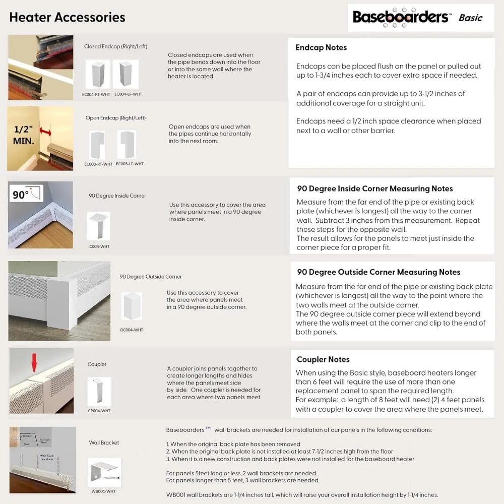 Copertura per riscaldatore da battiscopa idraonico in acciaio zincato da 4 piedi - Facile slip-on, bianco, compatibile con il sistema idrico, serie base