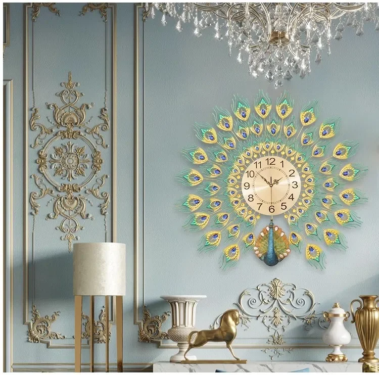 Decoration Home Elegant Room Ornaments Wall Arts Electronics Nordic Decor Retro Clock Aesthetic Silent House Luxury Bedroom