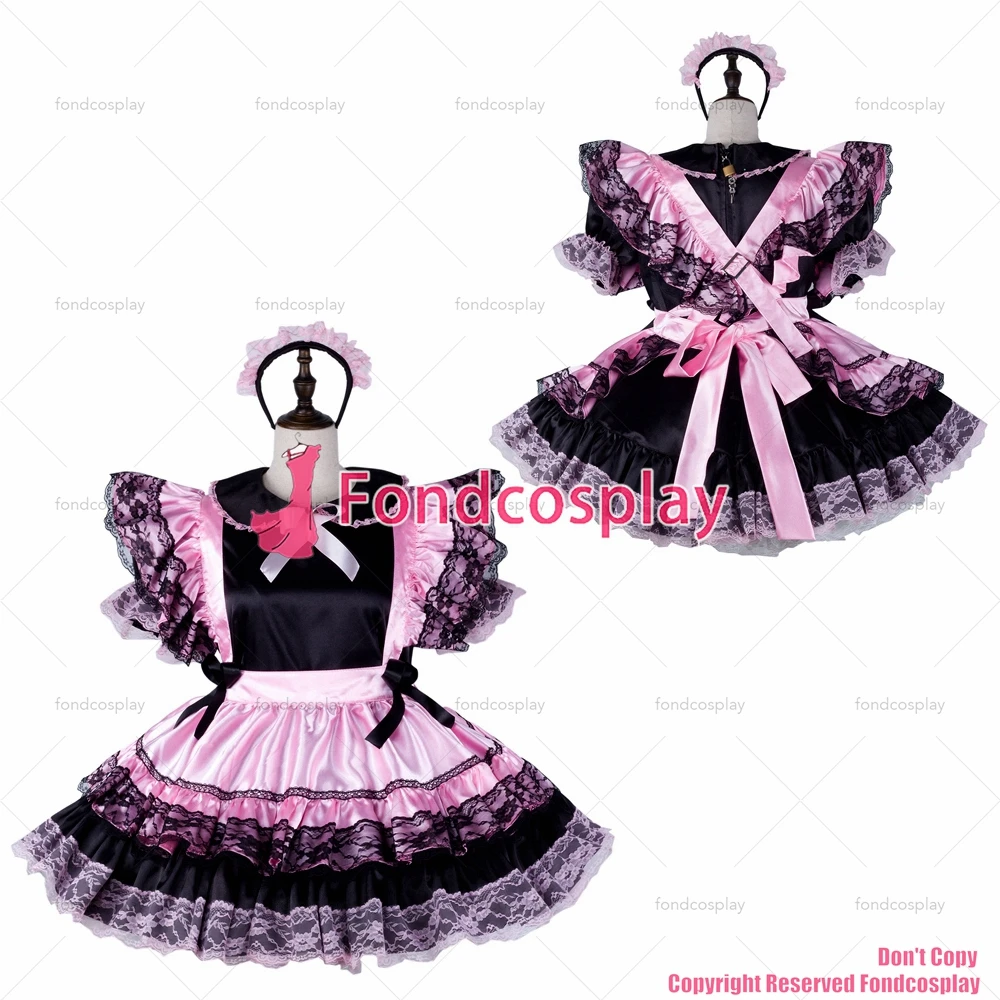 

Sissy maid satin dress lockable Uniform cosplay costume Tailor-made[G2335]