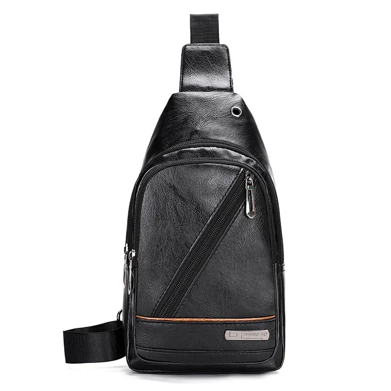 Bolso de pecho para hombre, bandolera de un solo hombro, de cuero suave, para deportes al aire libre, informal, nueva tendencia