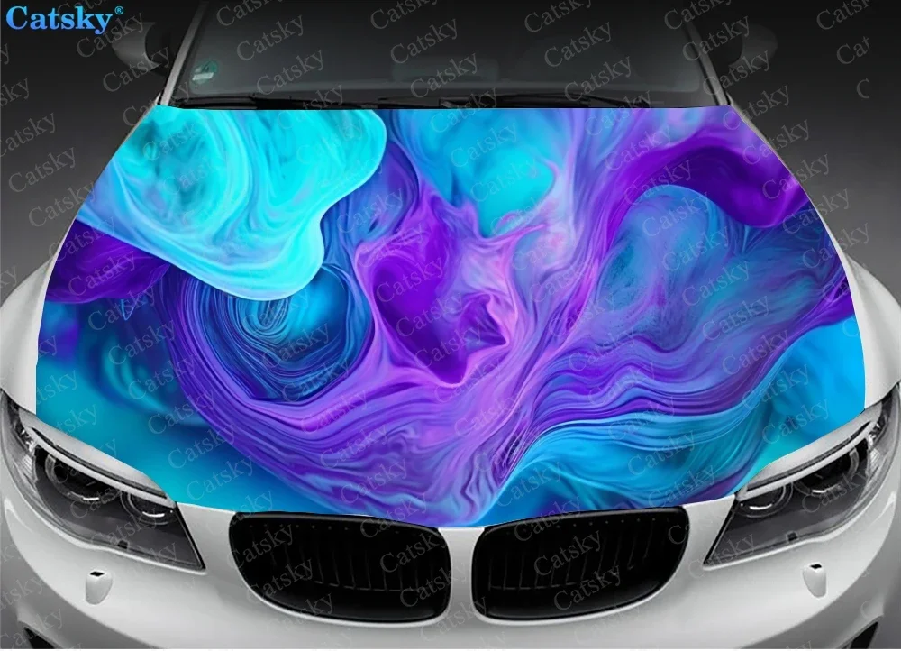 Vibrant Neon Colorful Liquid Car Hood Vinyl Stickers Wrap Vinyl Film Engine Cover Decals Sticker on Car Auto Accessories