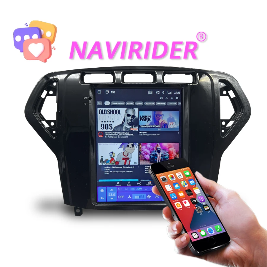 NaviRider Android 14  Tesla Screen Radio For Ford Mondeo 2007 - 2013 Navigation GPS Multimedia Head Car Video Player Unit 128GB