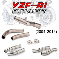 Motorcycle Exhaust Modify Link Middle Pipe Optional Double Outlet Mid Section Racing Line For Yamaha YZF R1 2004-2014