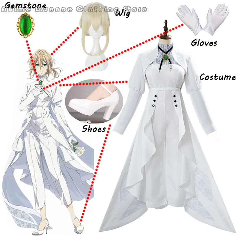 Anime Violet Evergarden Cosplay Eternity and the Auto Memories Doll Cosplay Costume Outfit Halloween Carnival White French Dress