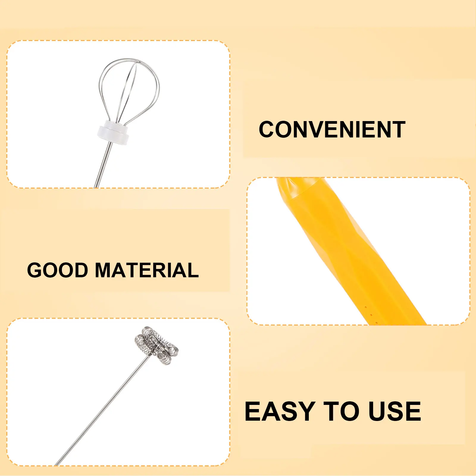 

Multifunctional H held Electric Milk Frother Blender Coffee Mixer Yellow Stainless Steel for Home Bars Picnics Parties