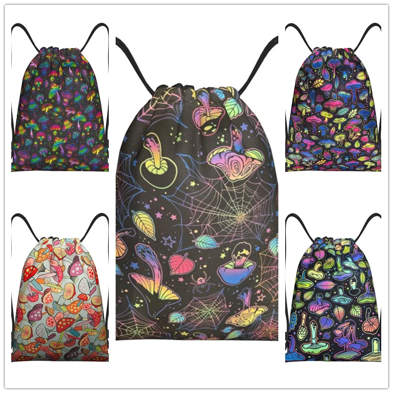 

Colorful mushroom luxury Bicycle backpack, gym drawstring shoe bag, multifunctional sports bag, beach travel backpack kids gift