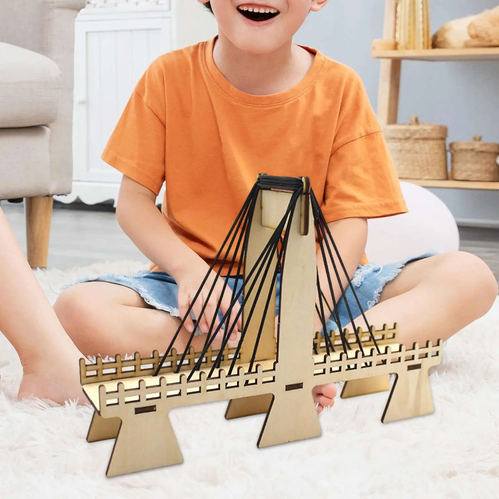 كابل تجربة العلوم التعليمية DIY Stayed Bridge للأطفال الصغار