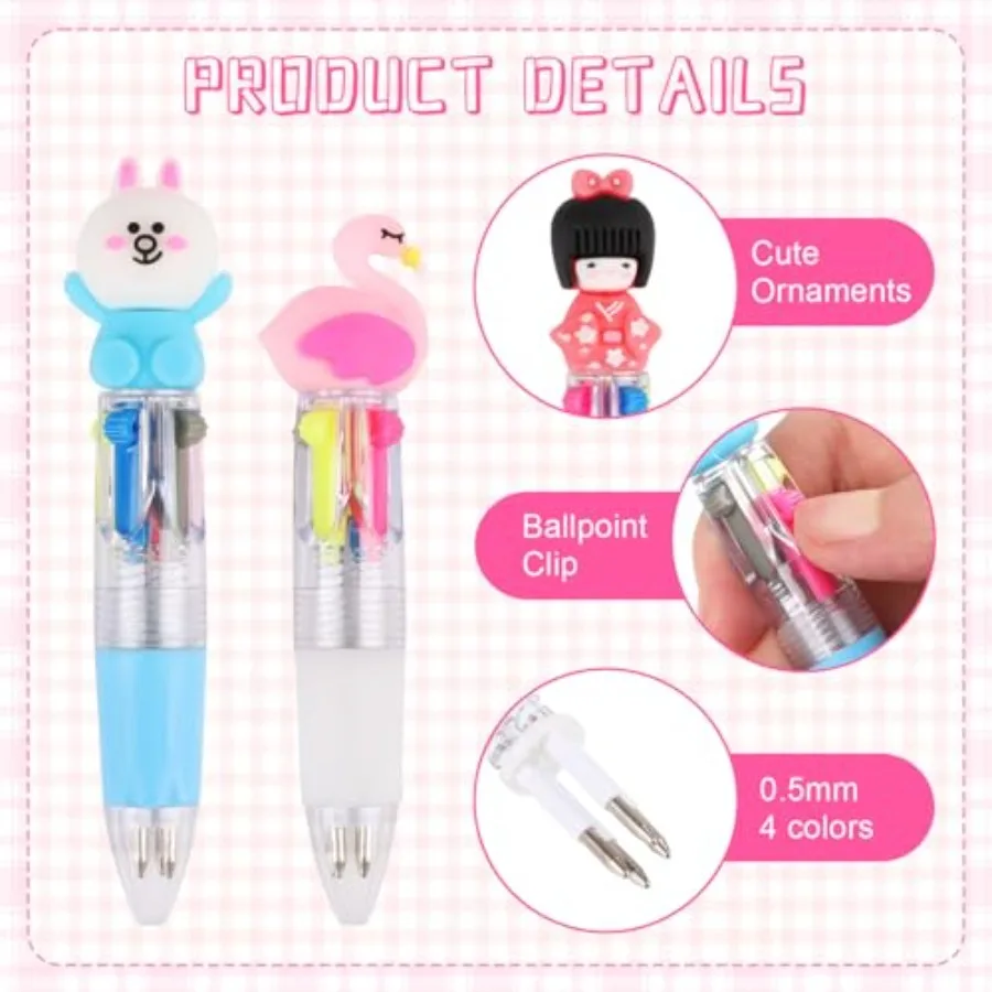 18 قطعة أقلام متعددة صغيرة في واحد أقلام حبر جاف كرتونية السائبة لطيف قابل للسحب حفلة لصالح الكتابة القلم لمكتب عيد ميلاد عيد الحب