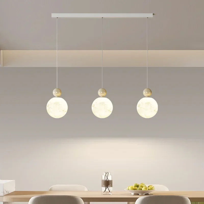 Luces colgantes de techo LED modernas para sala de estar, comedor, dormitorio, lámpara colgante, candelabro lunar blanco, accesorio de iluminación de decoración