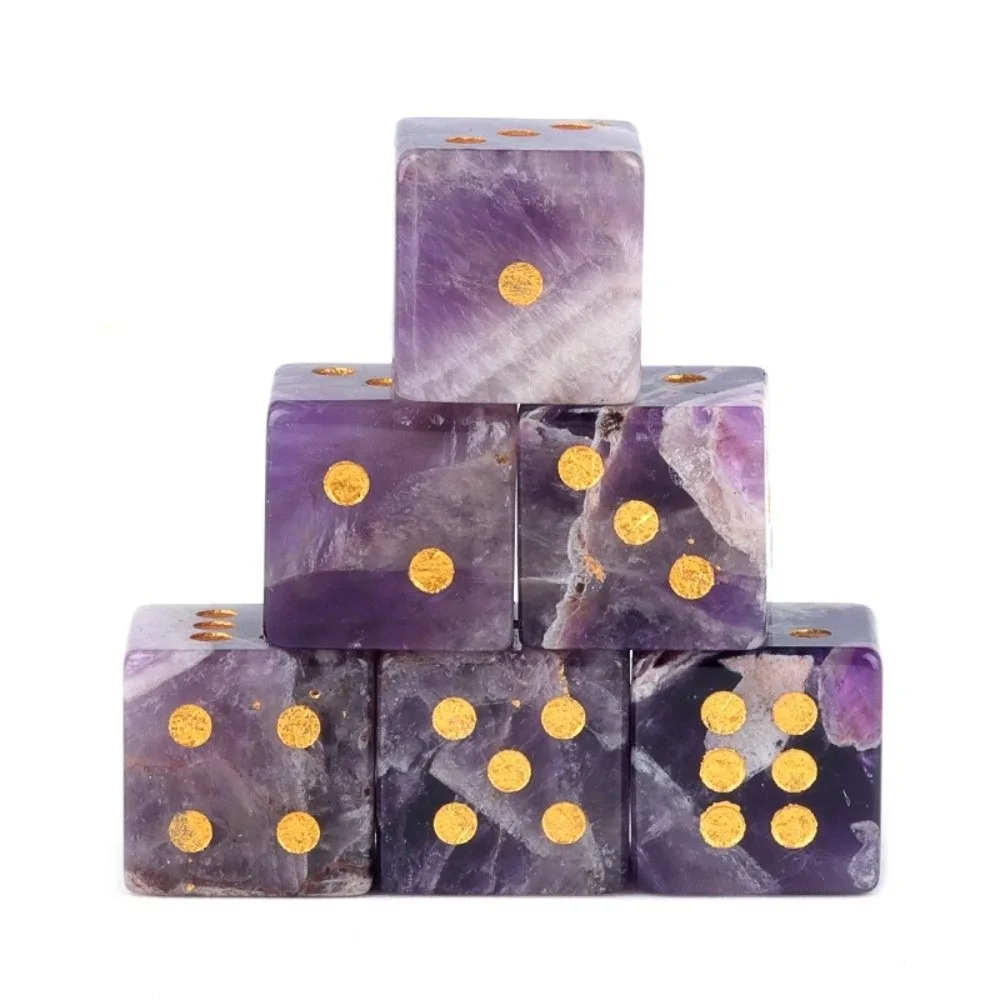 

New 6-Sided Digital Game Dice 16mm Crystal Natural Stone Dice Natural Stone Quartz Crystal Dice DND RPG