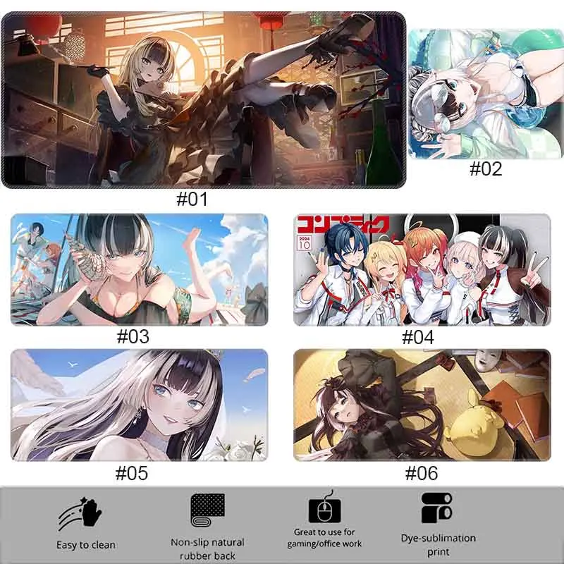 Gamer لوحة ماوس كبيرة Kawii Virtual Idol المطاط ماوس حصيرة أنيمي الفتيات J_J Kufuutei R_Raden HD ماوس الوسادة عدم الانزلاق لوحة المفاتيح #2