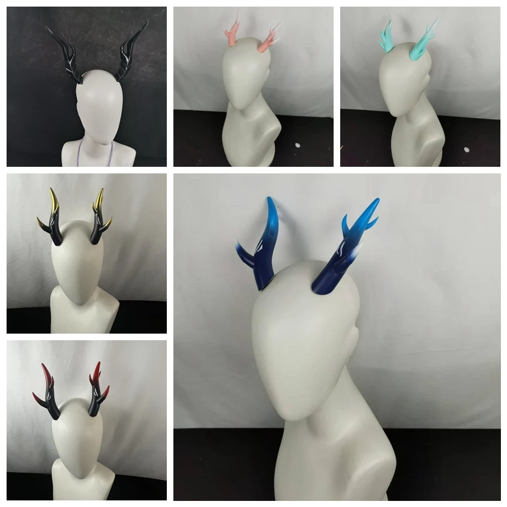 

12/14cm 3D Printing Dragon Horn Hair Clip Vintage Gradient Devil Horns Cosplay Horns Head Clip Cosplay Hair Shaping Accessory