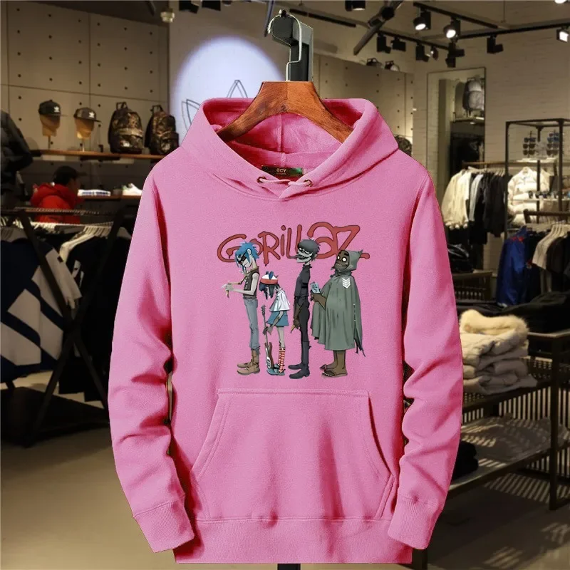 Music Band Gorillaz PUNK ROCK Sweater Men Cartoon Pattern Hooded Top Leisure and Trendy Clothes Vintage Y2K Clothing