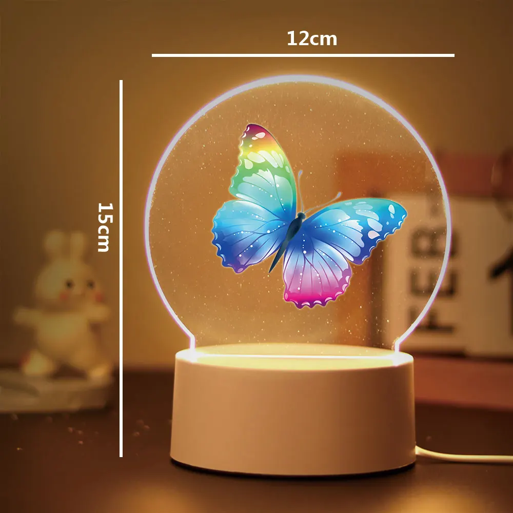 Beautiful butterflies 3d Illusion Night Lamp for Table Desk Decor Boys Girls Birthday Gift