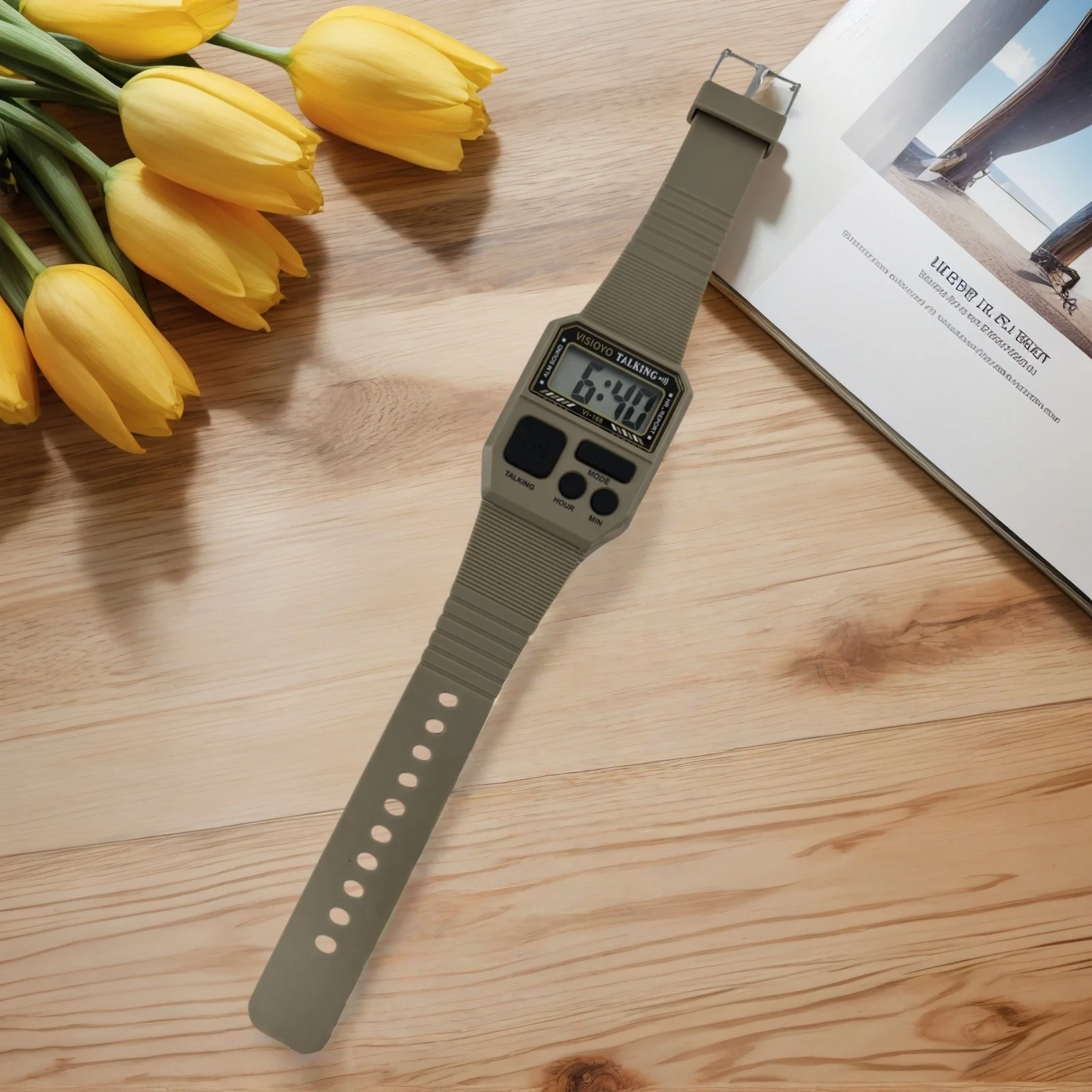 ساعة ناطقة إيطالية للمكفوفين وضعاع البصر، مع توقيت/إنذار مدفون، لكبار السن ومستخدمين منخفض الرؤية VI-168(TI) #4