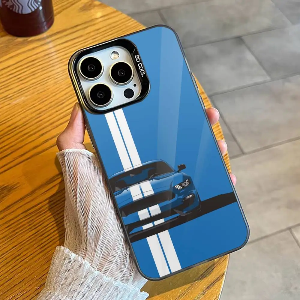 حافظة هاتف رائعة للسيارة S-Sports C لهاتف آيفون 16 17 15 14 12 13 Pro Max غطاء مقاوم للصدمات باللون الأسود