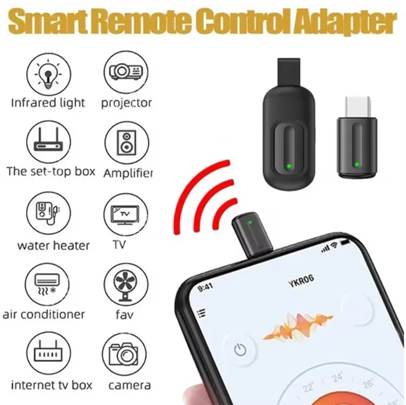 Control remoto infrarrojo inteligente Universal, aplicación de Control tipo C, Blasters IR, adecuado para IPhone 15, teléfono inteligente, Mini adaptador IR