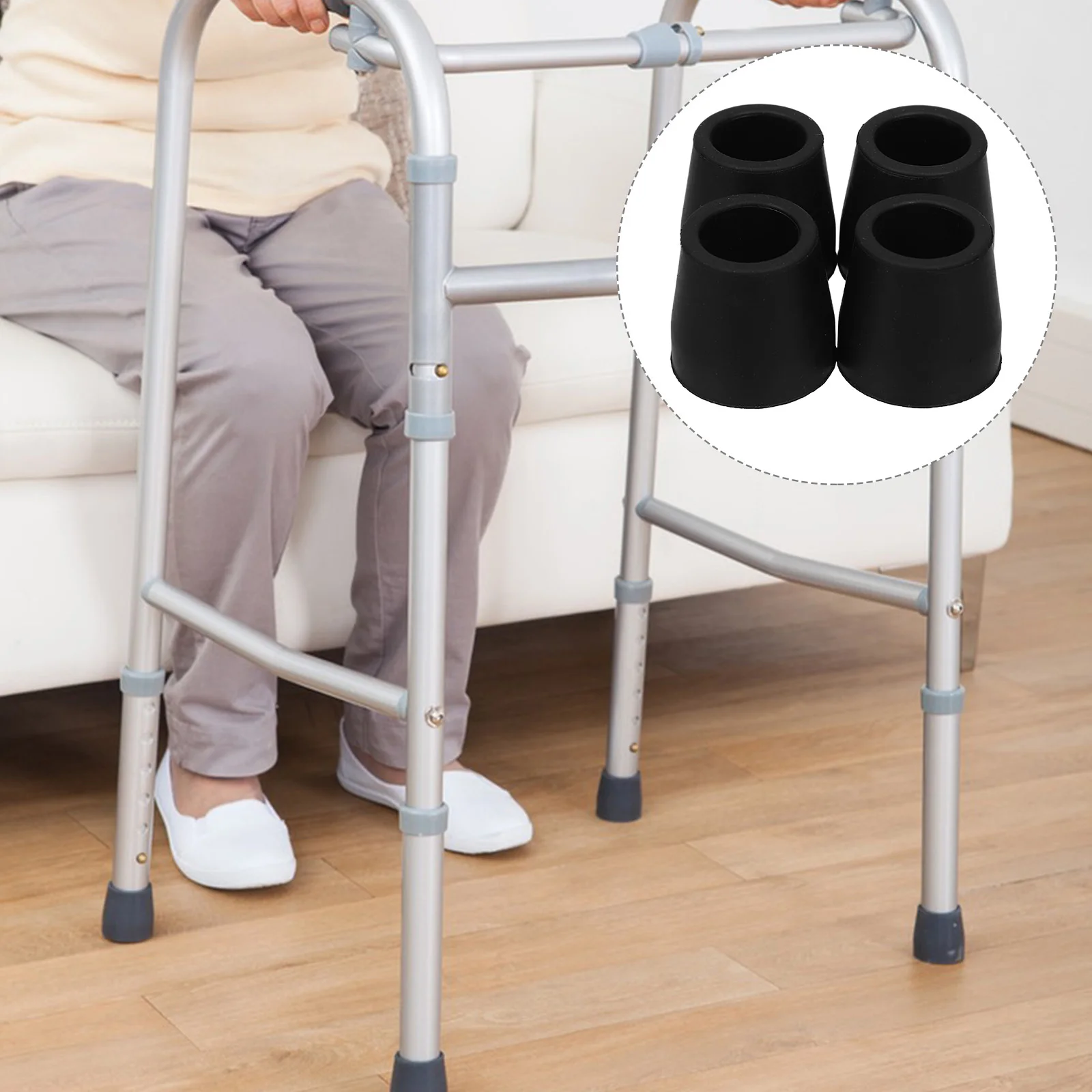 

4pcs Walker Rubber Tips Replacement, Nonslip Foot Covers For Furniture Table Chair Legs, Durable Floor Protectors, Walker Leg
