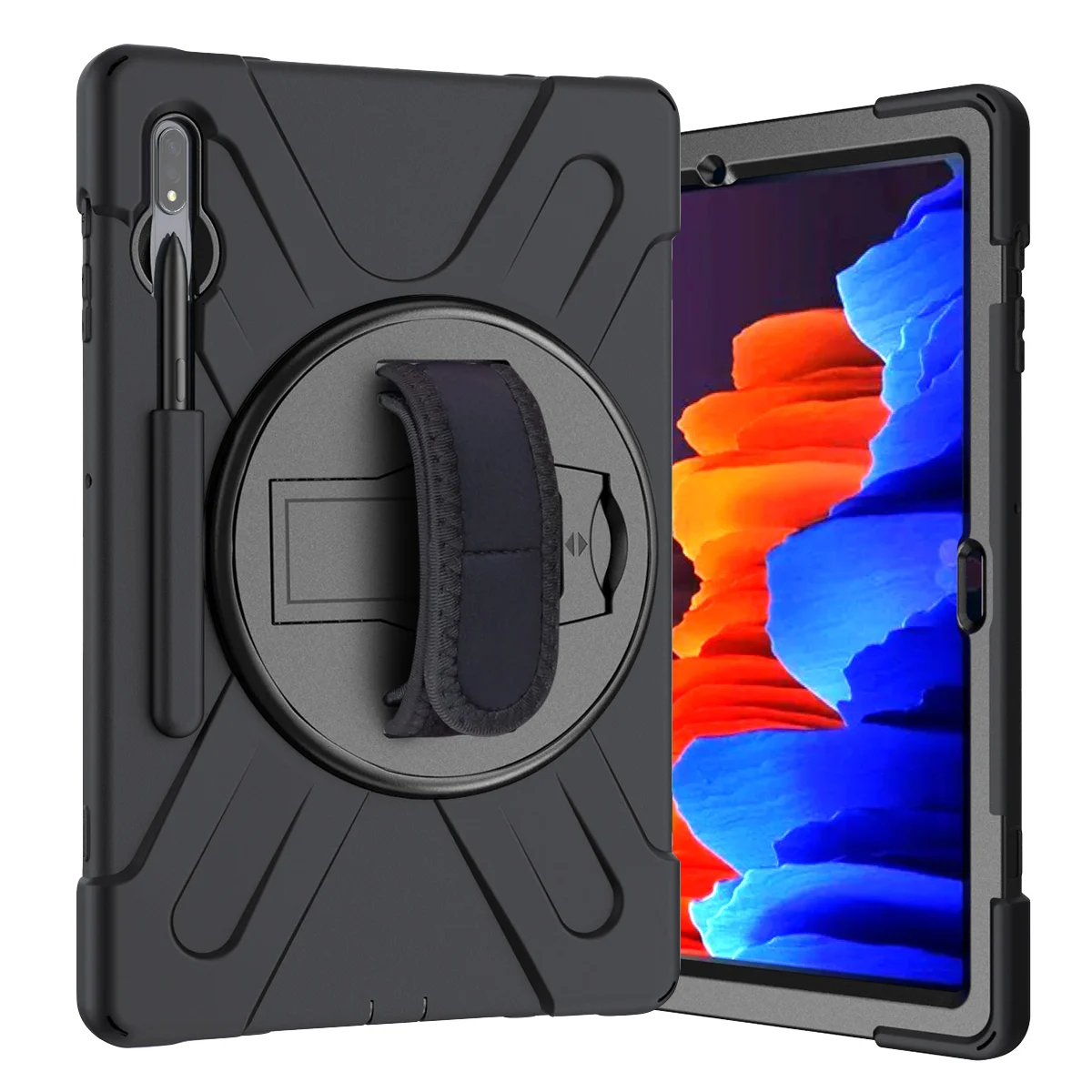 Armored Shockproof Silicone PC Stand Case Cover For Samsung Tab S7 FE 12.4